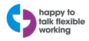 Logo which reads happy to talk flexible working