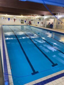 A large indoor swimming pool