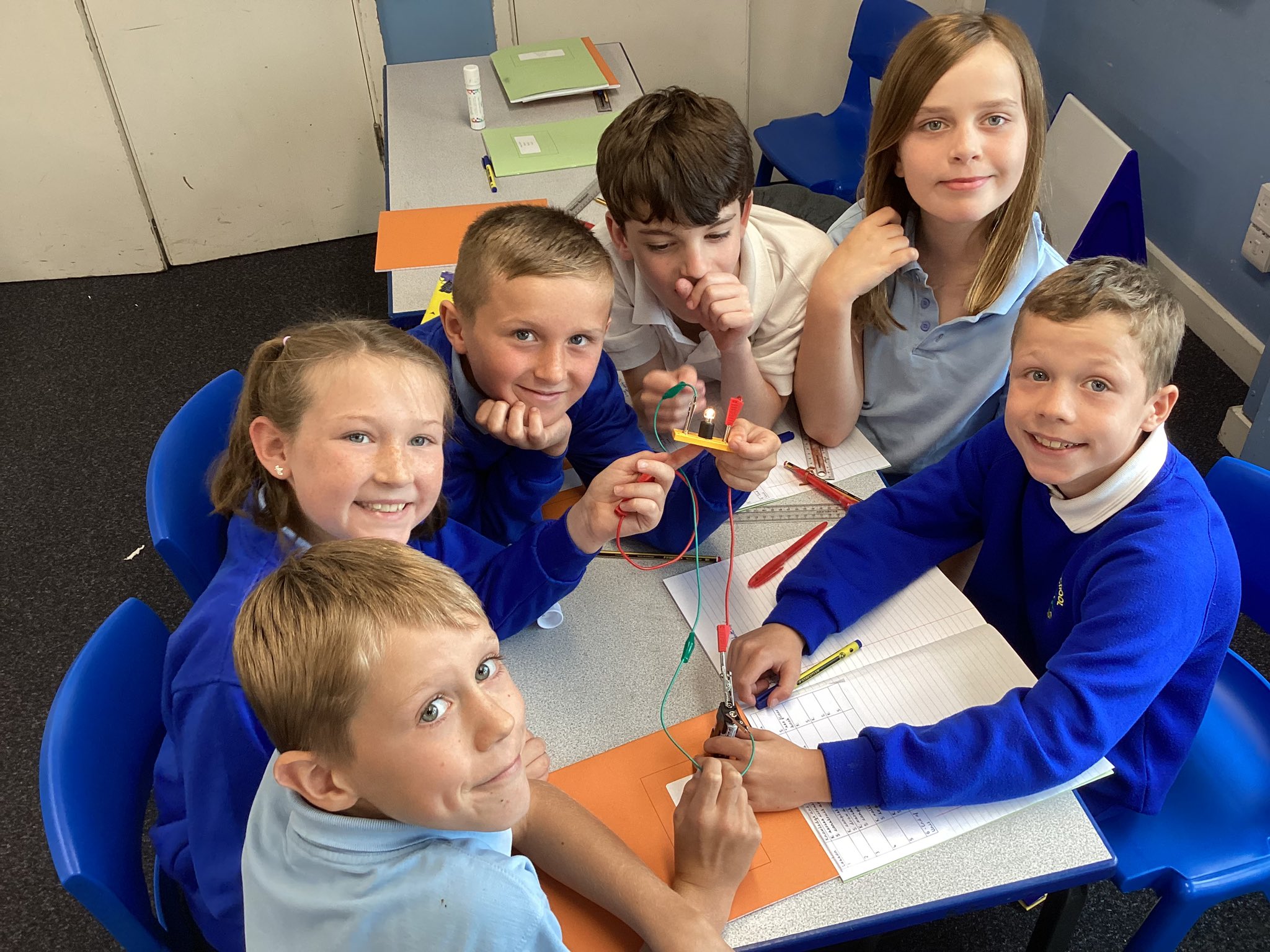 A group of pupils gathered around a table