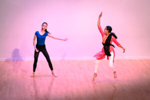 Two students dancing